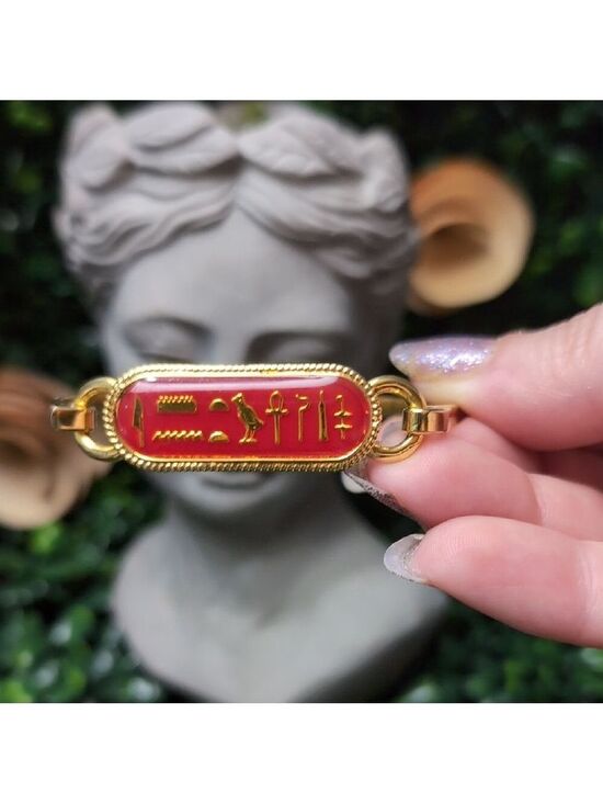 Jewelry - Gold and Red Hieroglyphic Bracelet